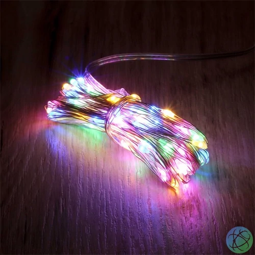 Iris 8 programos 10m/távirányítós/több színű/100db LED-es/USB-s fényfüzér, fénydekoráció