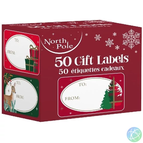 IRIS Karácsonyi matrica dobozban ajándék címzéshez 50db, 10db ív/doboz, 5db matrica/ív lap, 5,8x3,5cm
