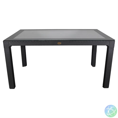 IRIS GF-220A ECO antracit műanyag kerti asztal rattan üveglappal 90x150cm