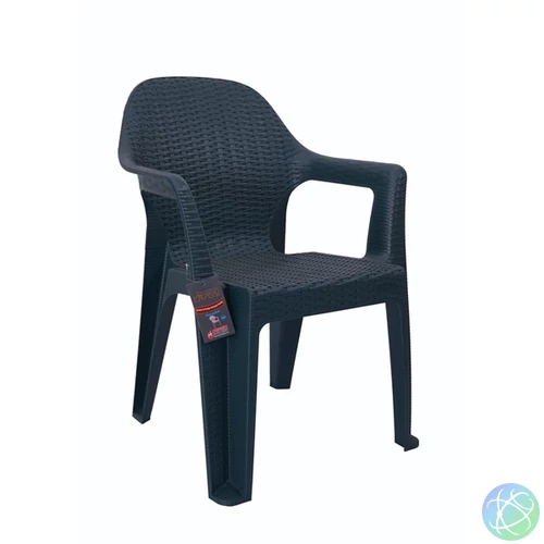 IRIS GF-900A Polo antracit műanyag rattan karfás kerti szék