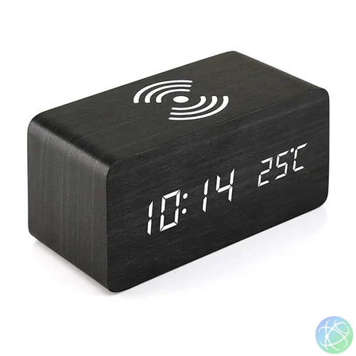 IRIS DC-100-WF-Qi 15W Qi vezeték nélküli töltővel, hangvezérlés fehér digitális óra