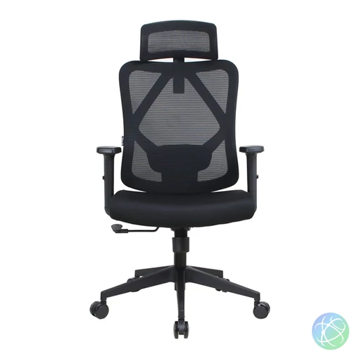 IRISOffice Eclipse fekete ergonómikus, szövet-hálós irodai forgószék fej és háttámasszal