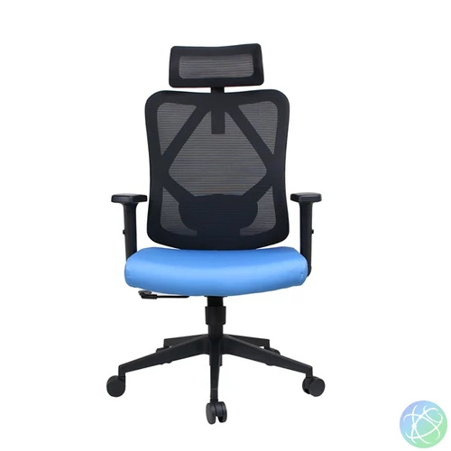 IRISOffice Eclipse kék/fekete ergonómikus, szövet-hálós irodai forgószék fej és háttámasszal