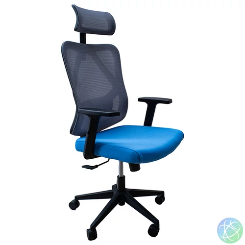 IRISOffice Eclipse kék/szürke ergonómikus, szövet-hálós irodai forgószék fej és háttámasszal