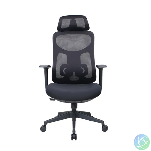 IRISOffice Mirage fekete ergonómikus, szövet-hálós irodai forgószék fej és háttámasszal