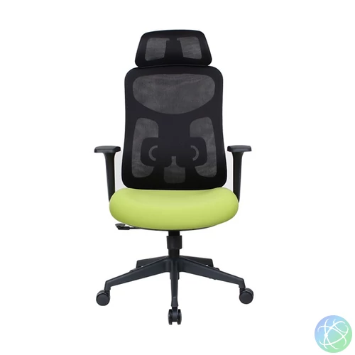 IRISOffice Mirage zöld/fekete ergonómikus,  szövet-hálós irodai forgószék fej és háttámasszal