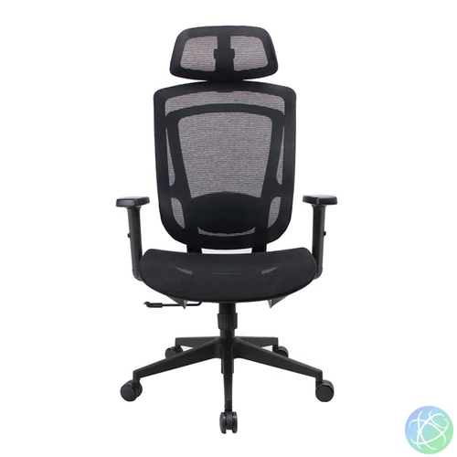 IRISOffice Nimbus fekete ergonómikus, szövet-hálós irodai forgószék fej és háttámasszal