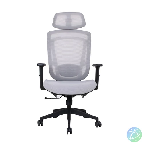 IRISOffice Nimbus szürke ergonómikus, szövet-hálós irodai forgószék fej és háttámasszal