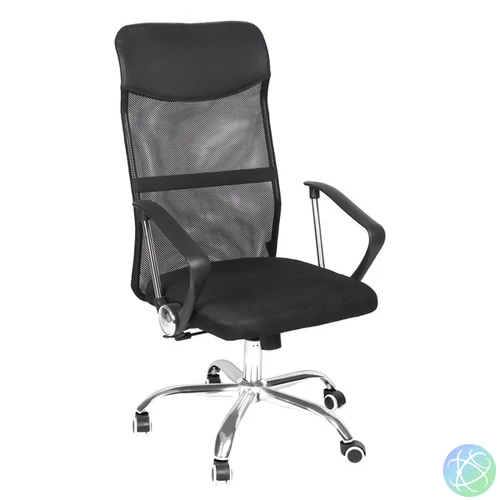 IRISOffice AURORA BLACK fekete, szövet-hálós, magas háttámlás irodai forgószék