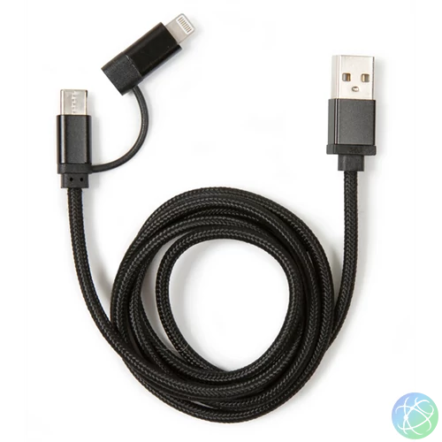 Kikkerland US237-BK fonott USB-C Lightning fekete kábel