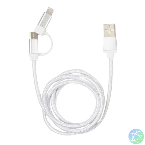 Kikkerland US237-SI fonott USB-C Lightning ezüst kábel