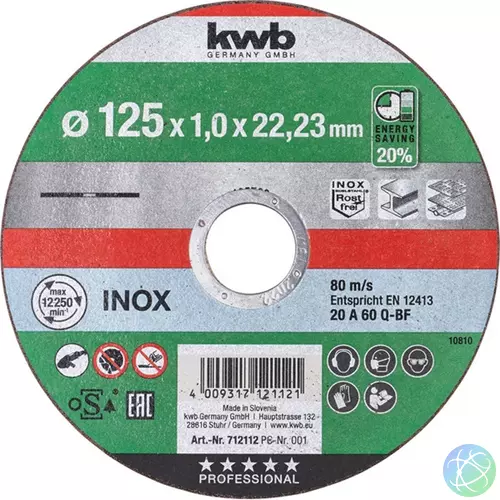 KWB 49712112 AKKU-TOP EXTRA INOX 125x22,23x1,0 mm vágótárcsa