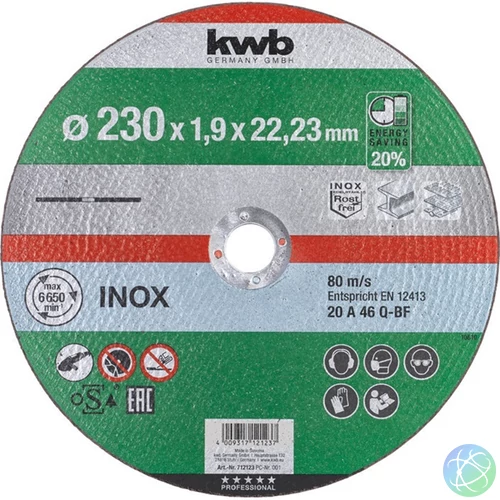 KWB 49712123 AKKU-TOP EXTRA INOX 230x22,23x1,9 mm vágótárcsa
