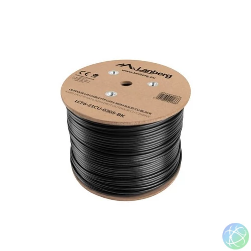 Lanberg LCF6-21CU-0305-BK Cat.6 F/UTP AWG23 Fca PE 305m árnyékolt fekete kültéri kábel