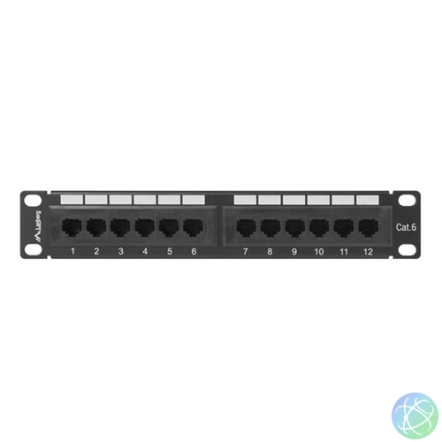 Lanberg PPU6-9012-B 10" 1U 12port Cat.6 UTP árnyékolatlan fekete patch panel