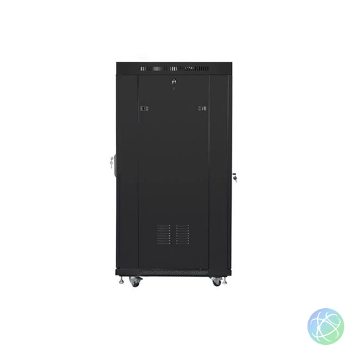 Lanberg FF01-8037-12BL 19" 37U SZÉL:800mm MÉLY:1000mm MAG:1883mm lapraszerelt LCD üvegajtós fekete rack szekrény