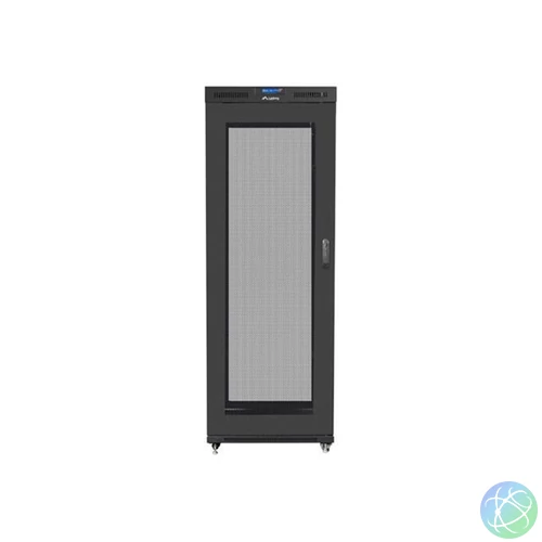 Lanberg FF01-8042-23BL 19" 42U SZÉL:800mm MÉLY:1000mm MAG:2097mm lapraszerelt LCD hálós fémajtós fekete rack szekrény