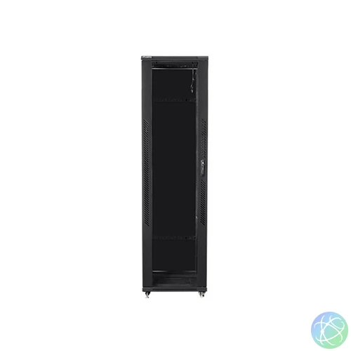 Lanberg FF01-8047-12B 19" 47U SZÉL:800mm MÉLY:1000mm MAG:2270mm lapraszerelt üvegajtós fekete rack szekrény