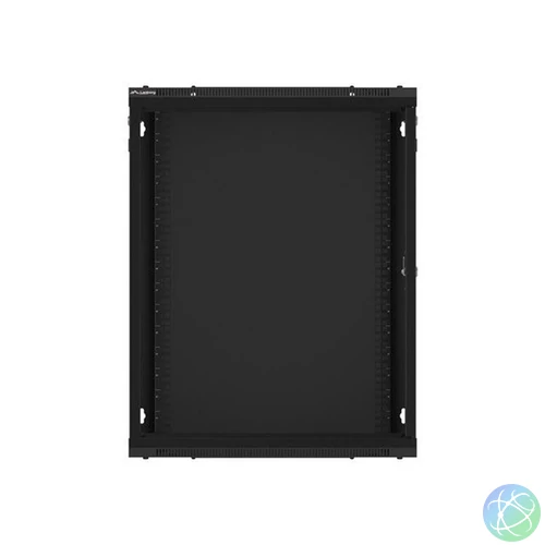 Lanberg WF01-6615-10B 19" 15U SZÉL:600mm MÉLY:600mm MAG:774mm lapraszerelt üvegajtós fekete fali rack szekrény
