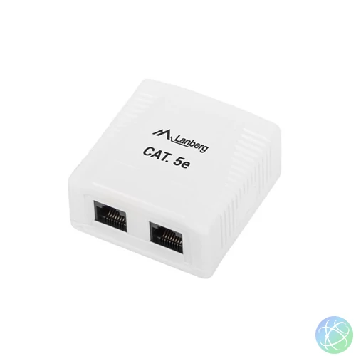 Lanberg OU5-0002-W Cat.5e UTP 2xRJ45 dupla árnyékolatlan fali aljzat