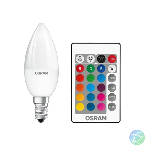 Osram Star+ RGBW/matt búra/4,5W/250lm/2700K/E14 távirányítható LED gyertya fényforrás