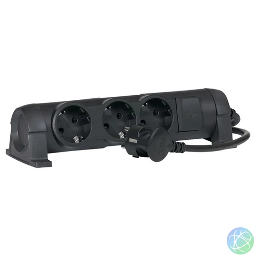 Legrand 694601 CON 1,5m vezetékkel fekete 3x2P+F elosztósor