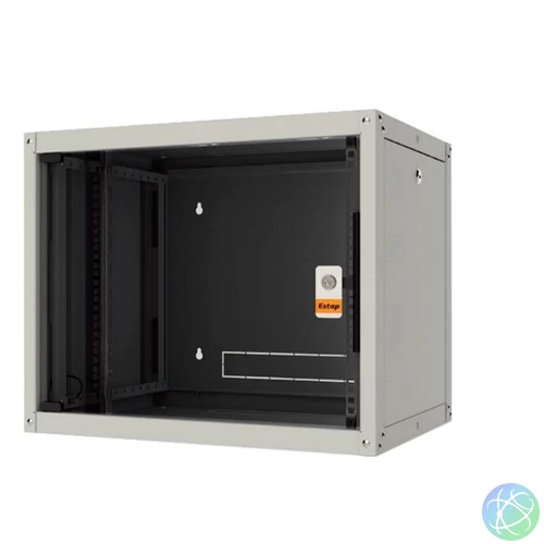 Legrand EVO9U6045P Evoline+ 19" 9U 600x450mm levehető oldallapos üvegajtós egyrészes fali rack szekrény