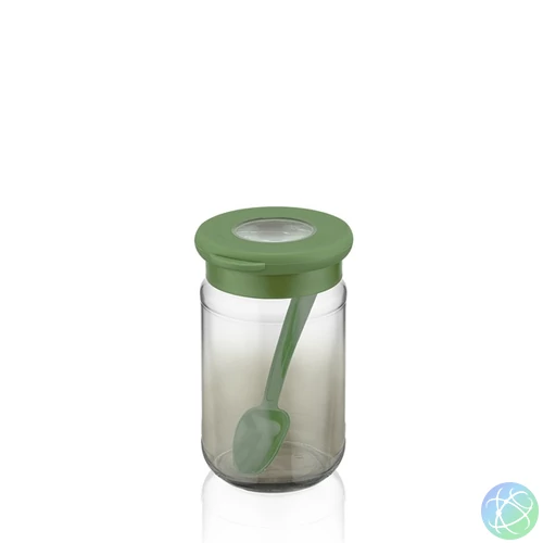 IRIS C-00488 Rainbow zöld üveg tároló kanállal 380ml