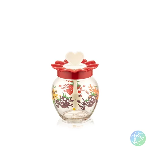 IRIS C-00181 Frutta üveg lekvártartó 370ml, piros, narancs vagy citromsárga színű