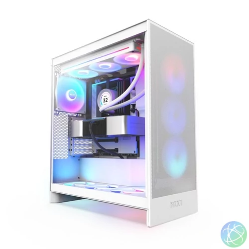 NZXT H7 Flow 2024 RGB Fehér (Táp nélküli) ablakos ATX ház