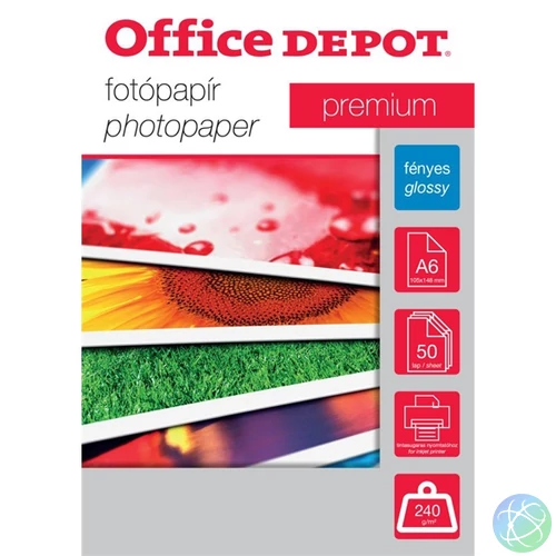 Office Depot Premium A6 240g fényes 50db fotópapír