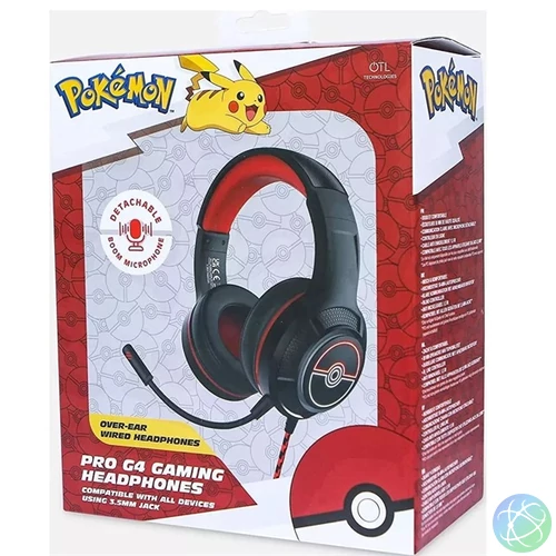 OTL PK0904 Pokémon Poké Ball Pro G4 over-ear vezetékes mikrofonos gamer fejhallgató