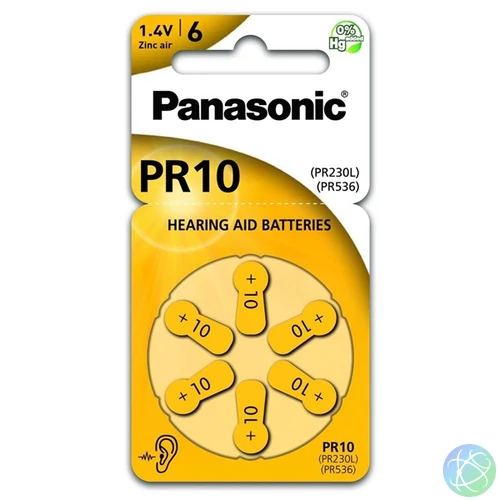 Panasonic PR-230(10)/6LB PR10 cink-levegő hallókészülék elem 6 db/csomag