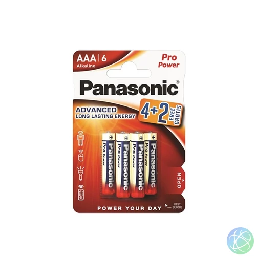 Panasonic LR03PPG/6BP 4+2F 1,5V AAA alkáli tartós mikroceruza elem 6 db/csomag
