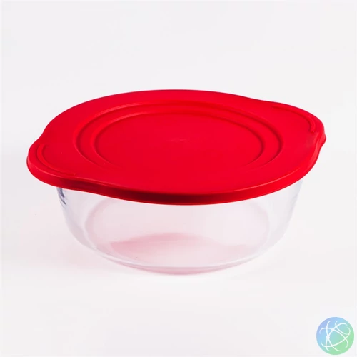 BORCAM kerek hőálló üvegedény fogóval, műanyag tetővel 2.200ml, 251*220*80mm