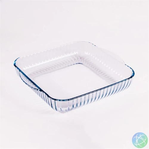 BORCAM négyzetes bordázott hőálló üvegedény fogóval 3.200ml, 317*220*60mm