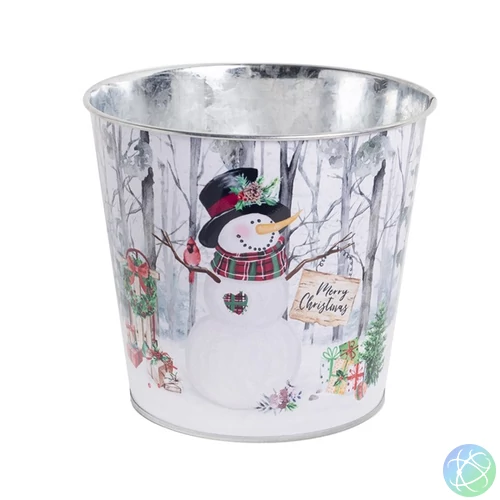 Iris bádog kaspó kör hóember 13,5*15 cm