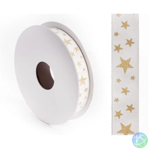 IRIS szalag textil csillagos krém 15mm/10méter