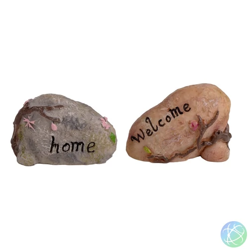 IRIS dekor műgyanta kövek 2db "home", "welcome" barna/szürke 4cm