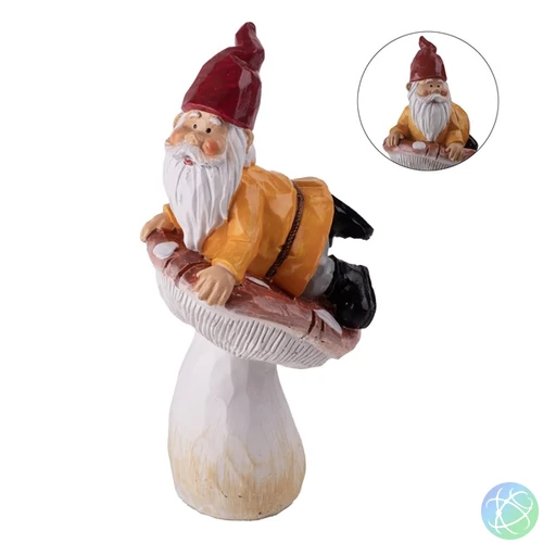 IRIS dekor műgyanta gomba+törpe narancs/piros 13,7cm