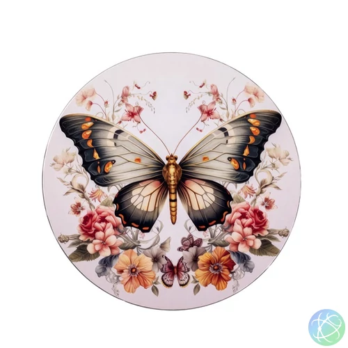 IRIS műanyag tálca, pillangó és virág mintás 33 cm