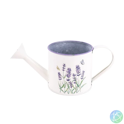 IRIS bádog öntöző kanna, levendula mintás, fehér 27 x 12 cm