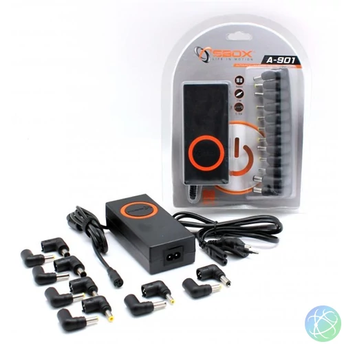 Sbox A-901 90W,12 csatlakozó univerzális automata notebook töltő