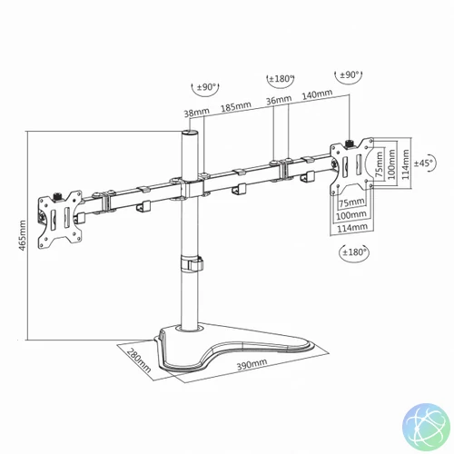 Sbox LCD-F024 13"-32" VESA 100x100 dönthető, forgatható asztali monitor tartó konzol