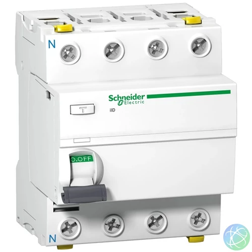 Schneider A9Z21463 analóg 3P+N 63A 30mA A-típus 10kA Acti9 iID áram-védőkapcsoló