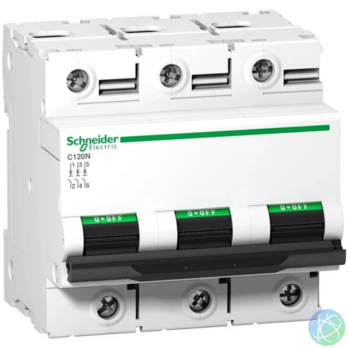 Schneider A9N18365 3P 80A C-jelleg 400V AC 10kA/60898 20kA/60947 Acti9 C120N  kismegszakító