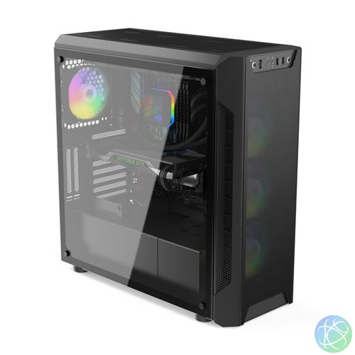 SilentiumPC Armis AR7X EVO TG ARGB Fekete (Táp nélküli) ablakos ATX ház