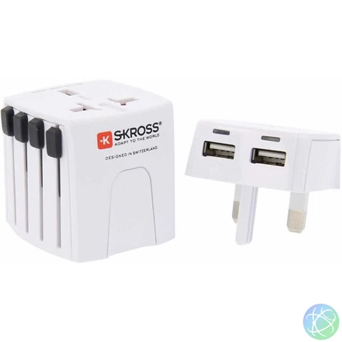 Skross MUVUSB-2-4-A 2xUSB töltő bemenettel világutazó adapter