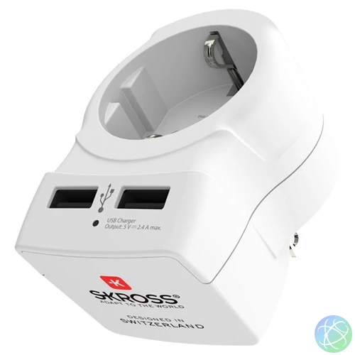 SKROSS csatlakozó átalakító az Egyesült Államokba, beépített USB töltővel