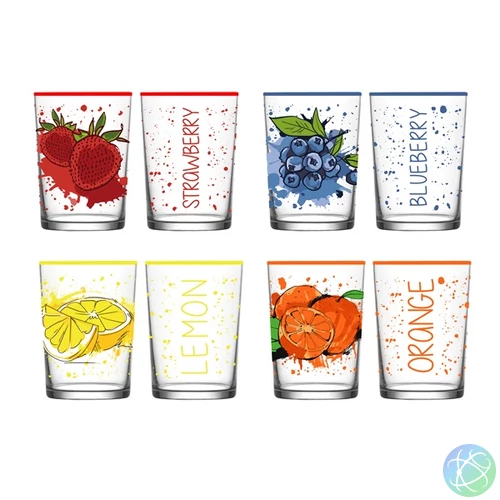 IRIS mintás üveg pohár 520ml, Blueberries, Lemon vagy Orange minta 131701-000